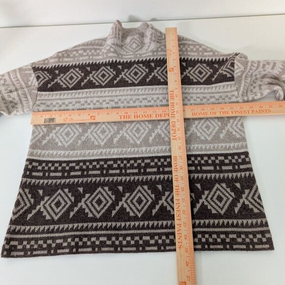 Orvis Aztec Sweater Womens Size Large Tan Wool Cashmere Knit Western Mock Neck - Picture 9 of 11